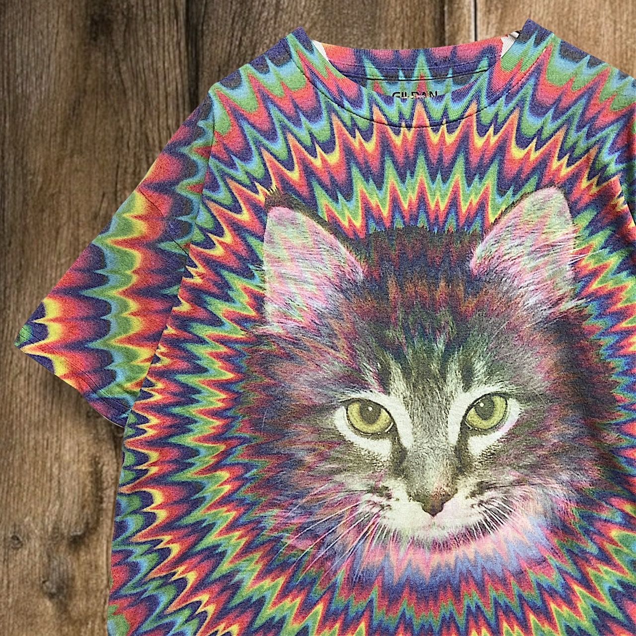 BiJF アニマル Tシャツ ビンテージ 古着 猫 キャット タイダイ柄