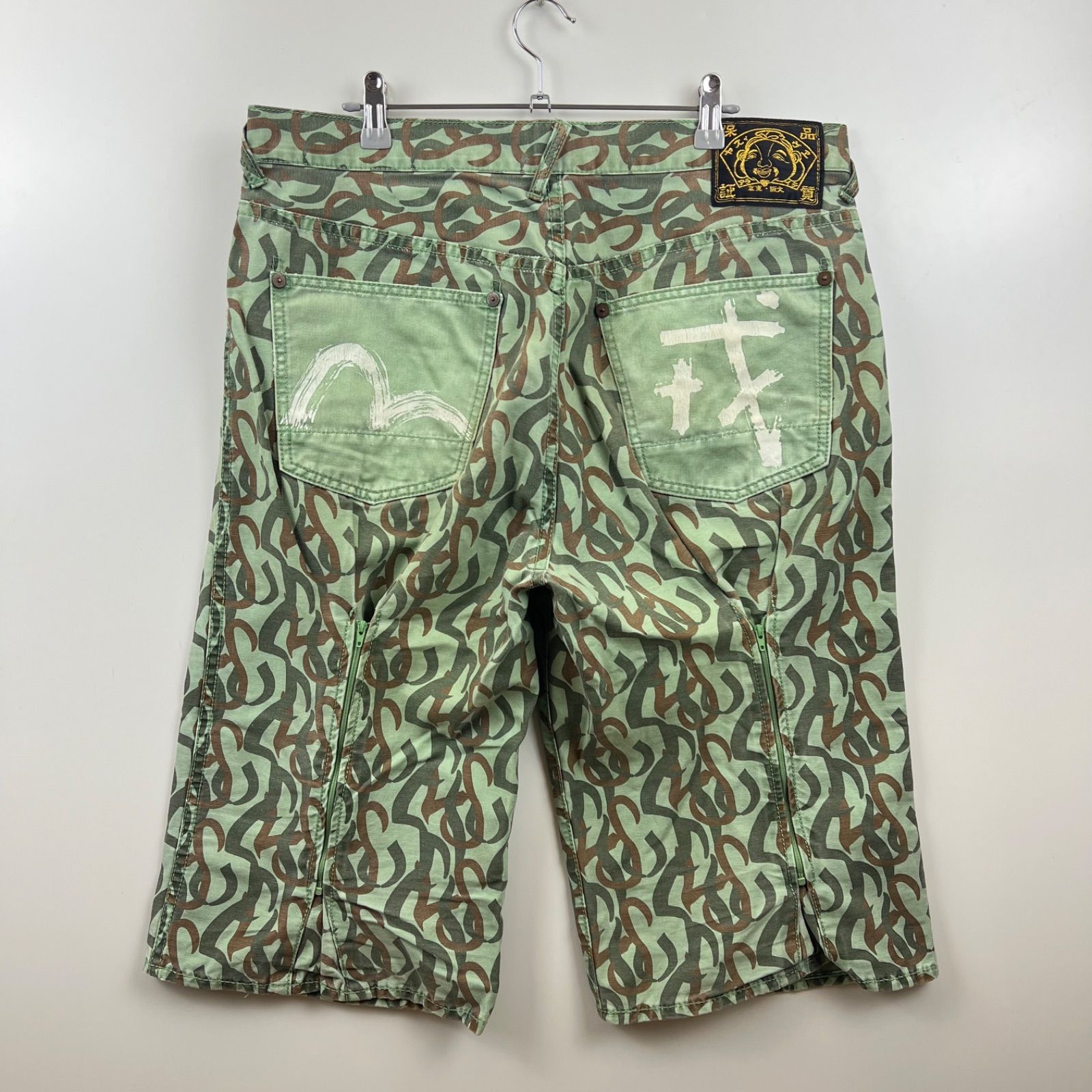 EVISU 00s y2k TRIBAL CAMO gimmick HALF pants 36 エヴィス
