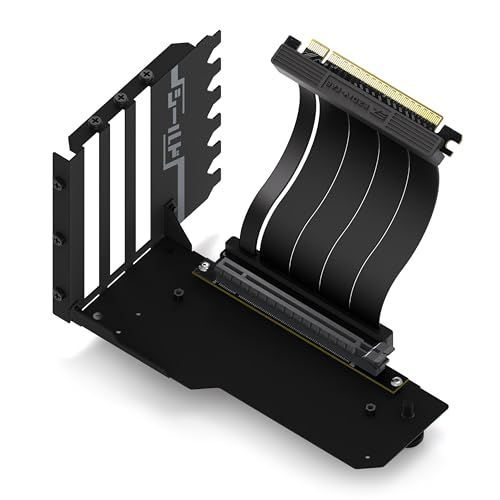 ブラック EZDIY-FAB シールド シリーズ 新しい 垂直 PCIe 4.0 GPUブラケット 垂直グラフィックカードホルダー X 16 Gen 4 フルオープン スロットにのみ互換性あり ライザーケーブル付き 90度直角11.5 cm