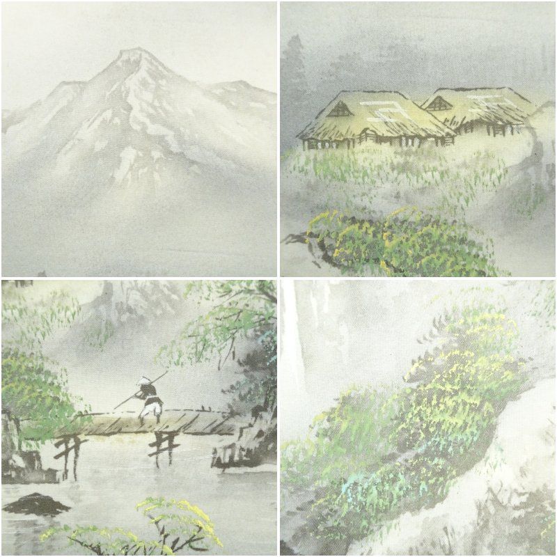 掛け軸　茶掛　村瀬晃甫　山水絵　肉筆　茶道具　茶道　インテリア 掛け軸 茶掛 村瀬晃甫 山水絵 肉筆 茶道具 茶道 インテリア