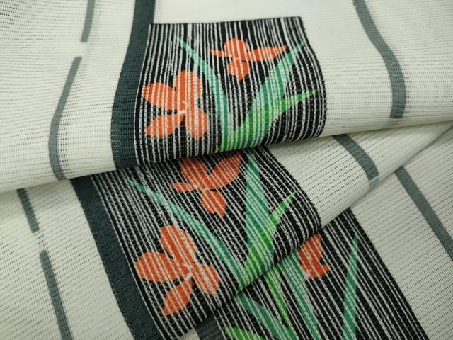 平和屋着物＊夏物 小紋 紗 よろけ縞 洗える着物 CAAW3094ut