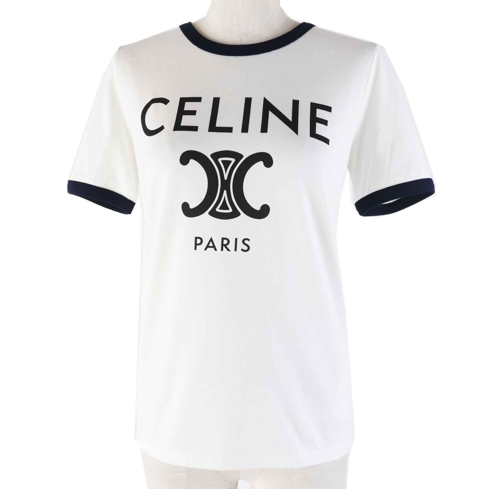 極美品◎CELINE セリーヌ 2X872671 コットン100％ トリオンフ ロゴプリント 半袖Ｔシャツ ホワイト ネイビー S フランス製 正規品  レディース - メルカリ