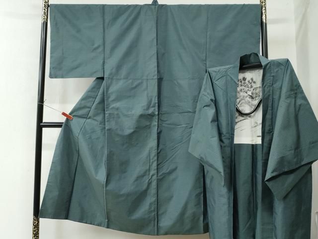 平和屋着物●男性 本場大島紬 アンサンブル 格子 正絹 CAAW8347yc