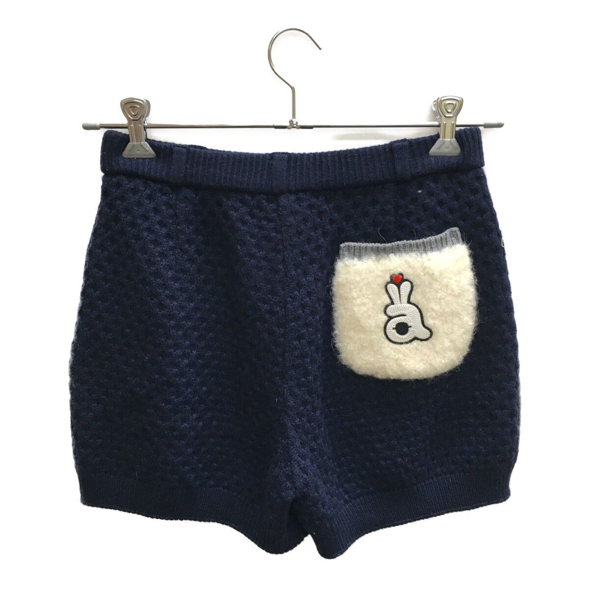 レディース アルチビオ archivio ショートパンツ 38 M 濃紺 ネイビー ニット 裏地付き 秋冬