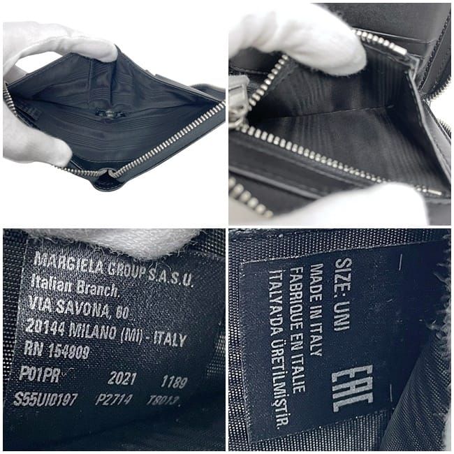 メゾンマルジェラ 二つ折り 財布 ブラック S55UI0197 美品 レザー  