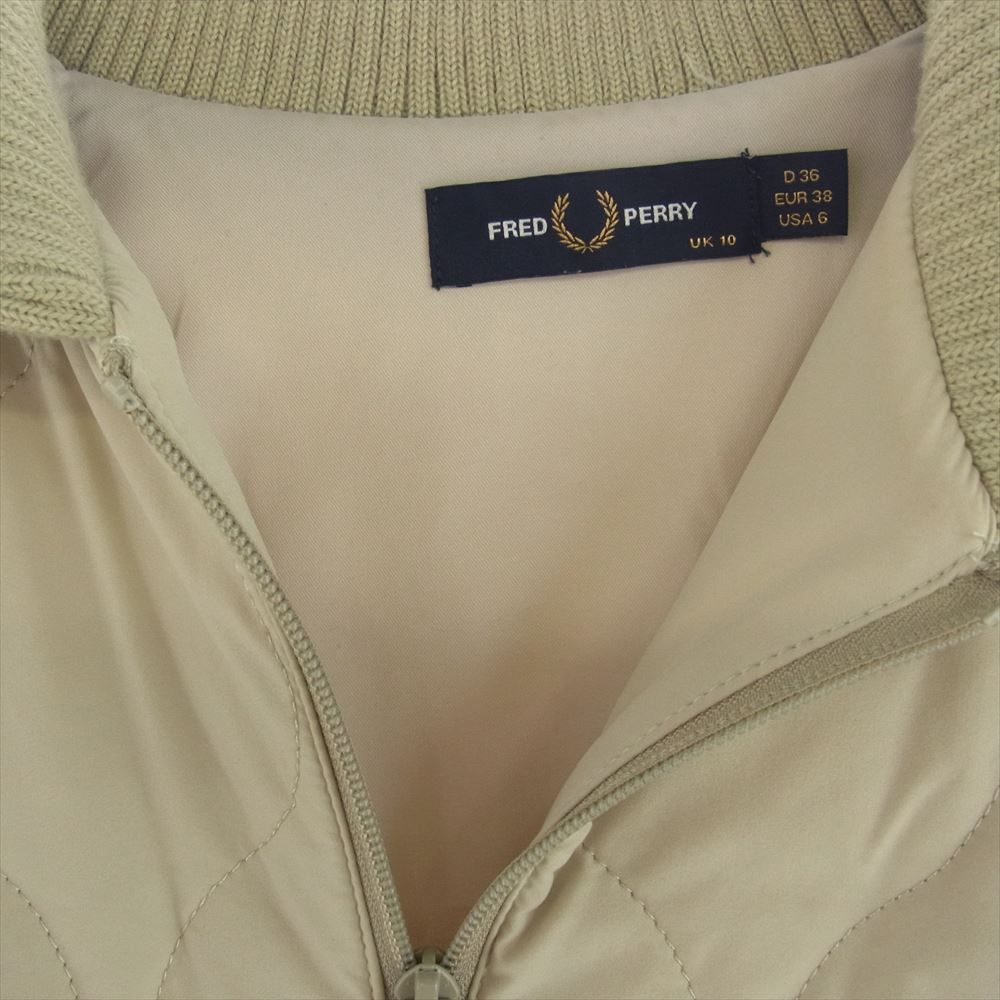 FRED PERRY フレッドペリー F6357 Padded Knit Collar Jacket パデッド フレッドペリーベージュ キルティング ジャンパー