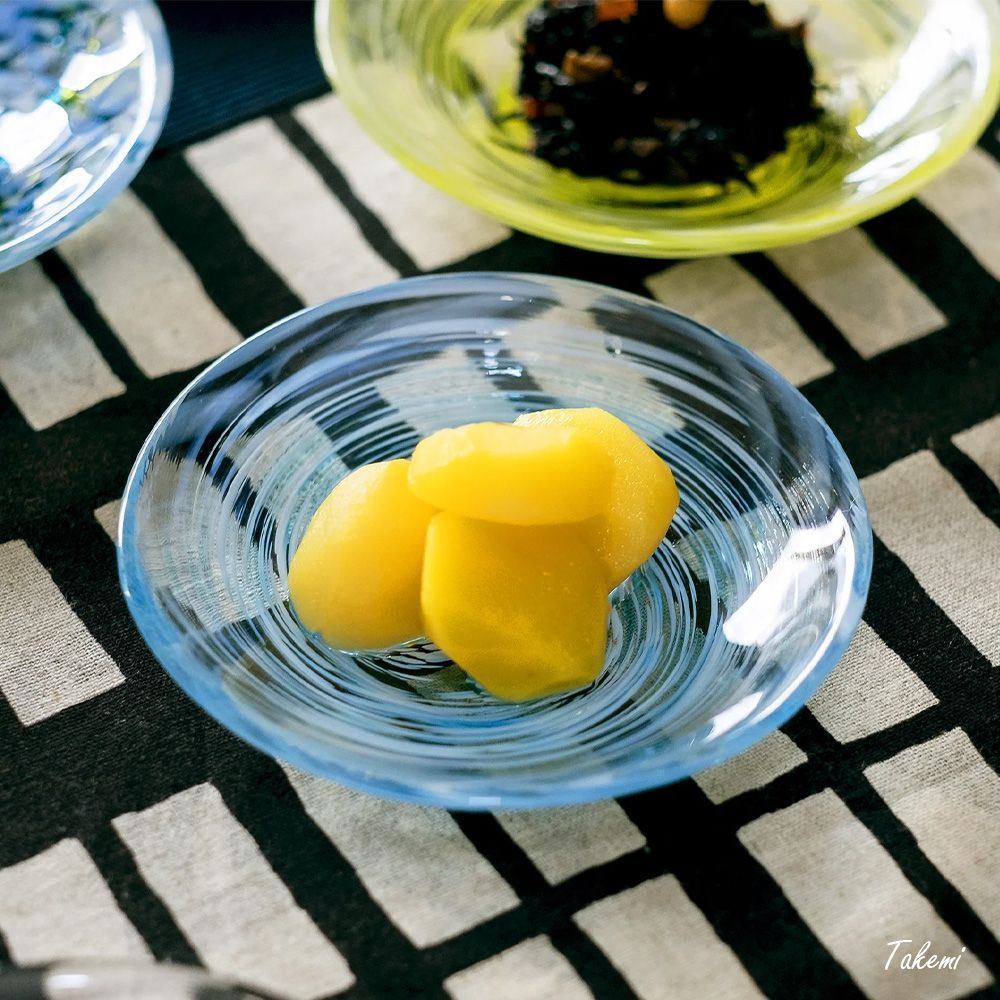 津軽びいどろ 色色豆皿 いろいろまめざら 10cm小皿 4枚セット 水芭蕉