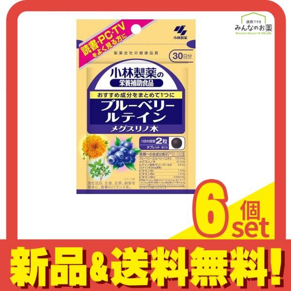 小林製薬 ブルーベリー ルテイン メグスリノ木 30日分 60粒 6個セット