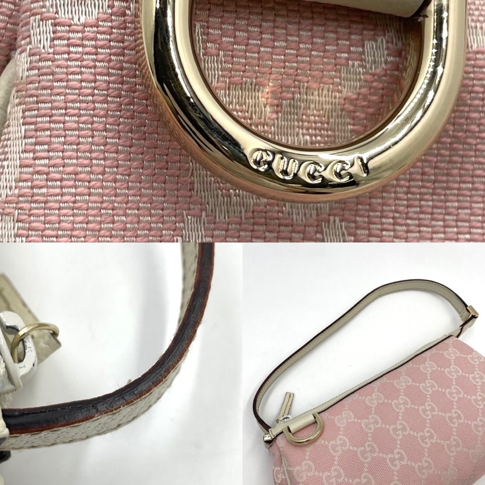 グッチ ハンドバッグ レディース アビー アクセサリーポーチ 小さめ かばん 鞄 GUCCI 145750 GGキャンバス レザー ホワイト 白  ピンク ゴールド金具【中古品】 - メルカリ