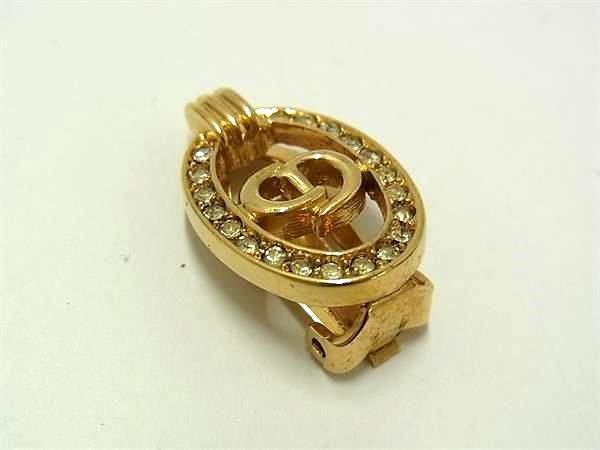 ☆極美品☆クリスチャン ディオール ピアス ロゴ ラインストーン 片耳 ゴールド クリスチャンディオール Diorロゴ ピアス(両耳用) GP×ライン