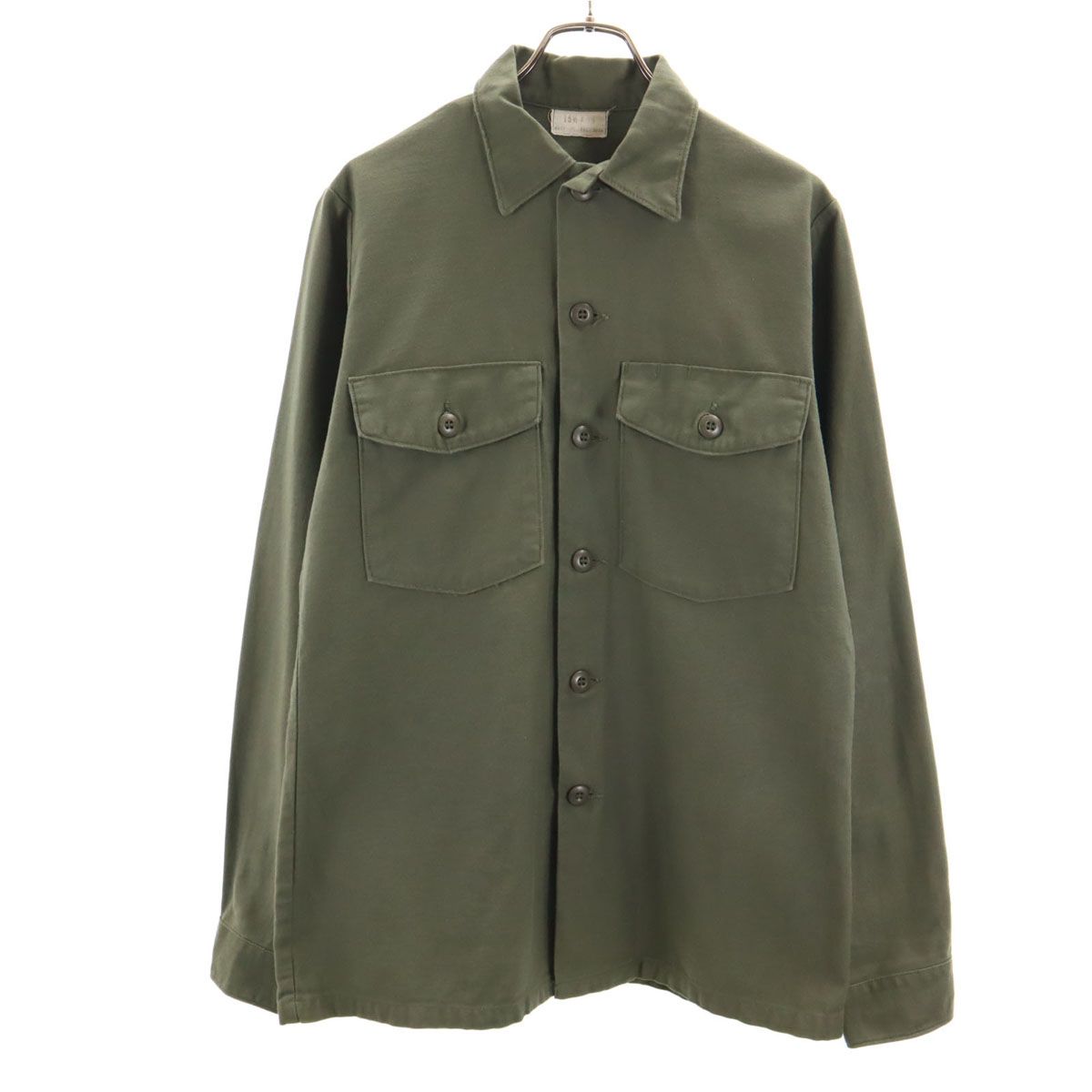 US ARMY アメリカ軍 70s ヴィンテージ ユーティリティ シャツジャケット 151/2 カーキ メンズ 古着