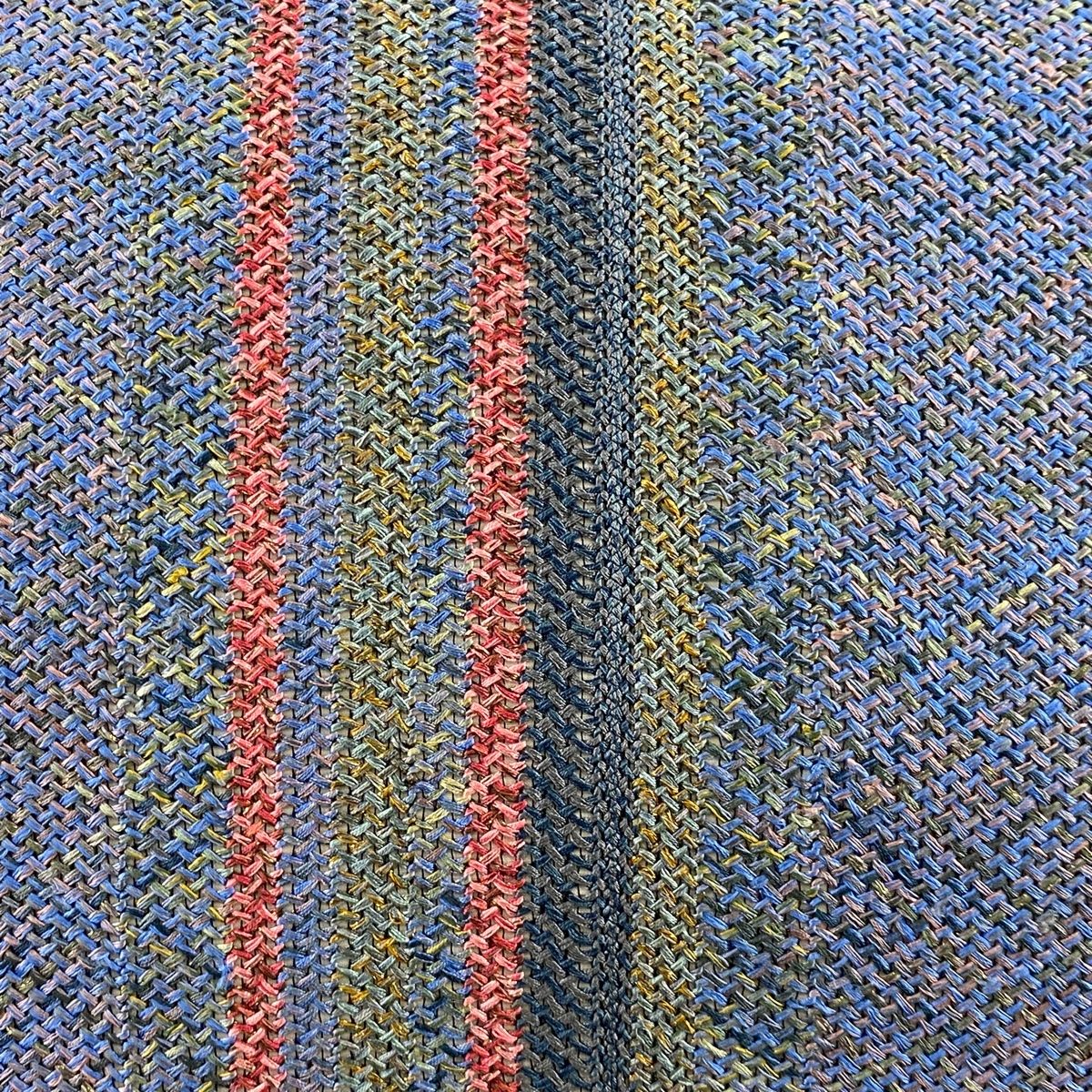 袋帯 秀品 縞 斜め格子 金糸 青紫 全通 正絹