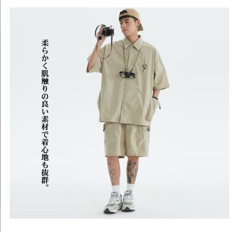 セットアップ メンズ 半袖 シャツ 短パン 上下セット Tシャツ 夏 軽量
