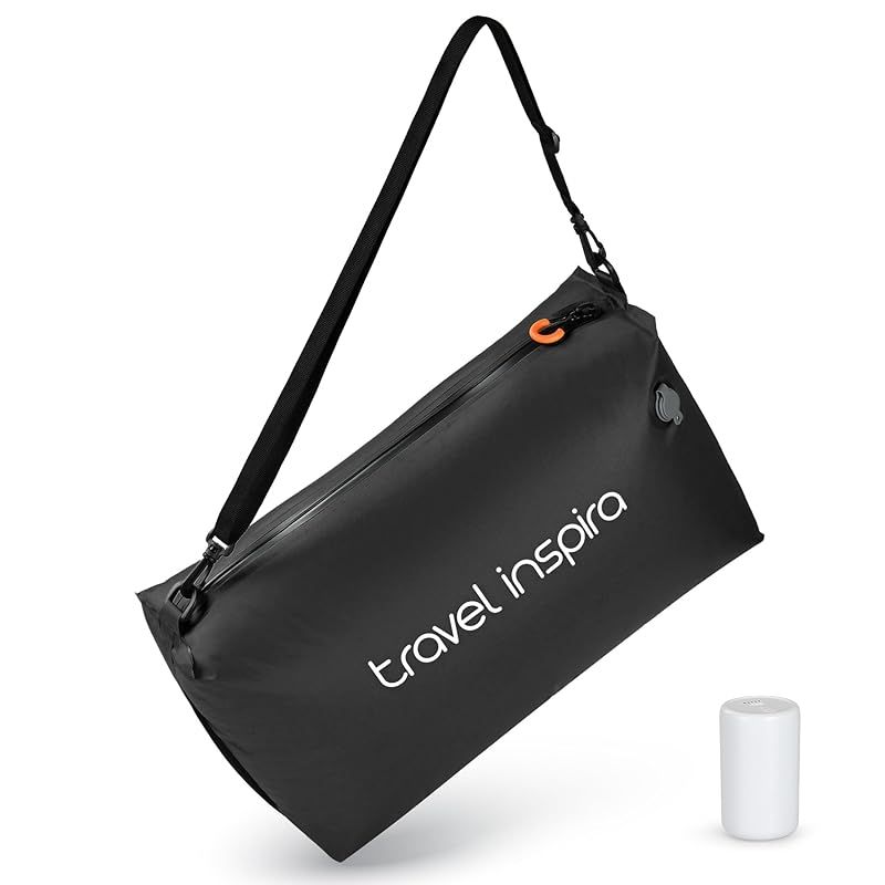 旅行用圧縮袋収納 1枚 電動ポンプ 22L大容量 50 スペース節約 3WAY TPU防皺素材 完全防水防塵 軽量 3泊分収納 旅行用 長期保管 ブラック 1