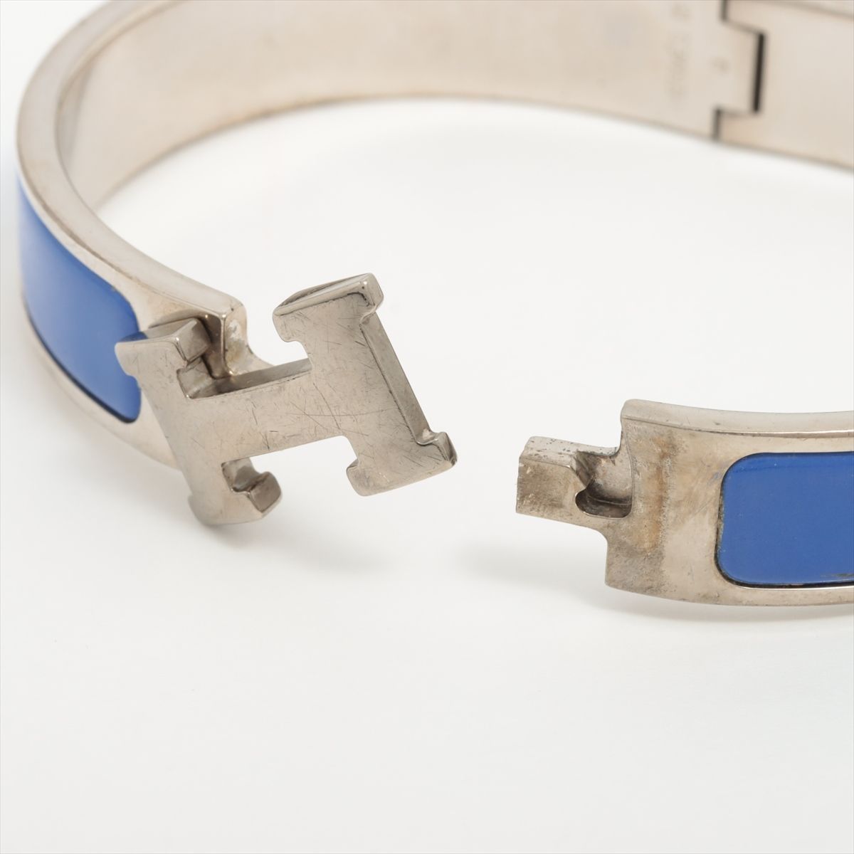 エルメス Hバングル クリッククラックPM バングル GP シルバー×ブルー