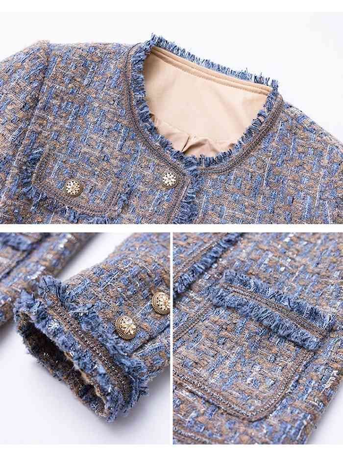 スカートスーツ 2点セット セットアップ レディース スカート ツイード ジャケット ノー フリンジ ロング スカート 長袖 春 秋 着痩せ シンプル カジュアル 上品 オフィス フォーマル 通勤 OLxiaokb11 MAAHADDERANG_COM