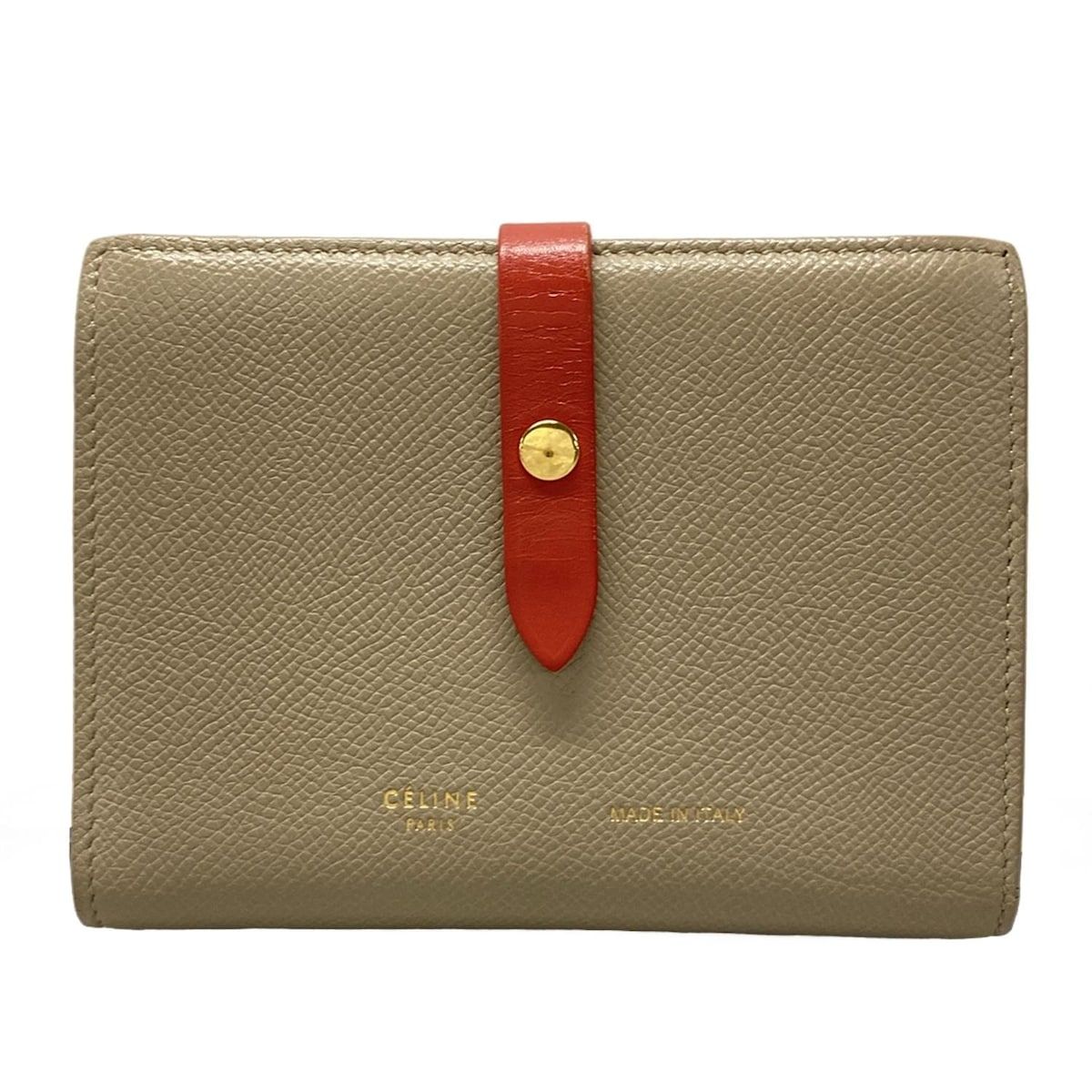 CELINE 二つ折り財布 ベージュ オレンジ CELINE(セリーヌ) 2つ折り財布 ミディアム ストラップウォレット