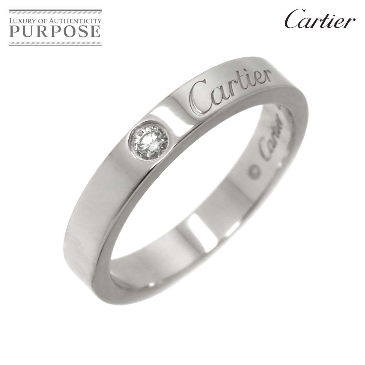 カルティエ Cartier Cドゥ #46 リング 幅3mm ダイヤ 1P Pt プラチナ 