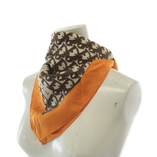 難あり) クリスチャンデイオール 大判シルクスカーフ トロッター柄