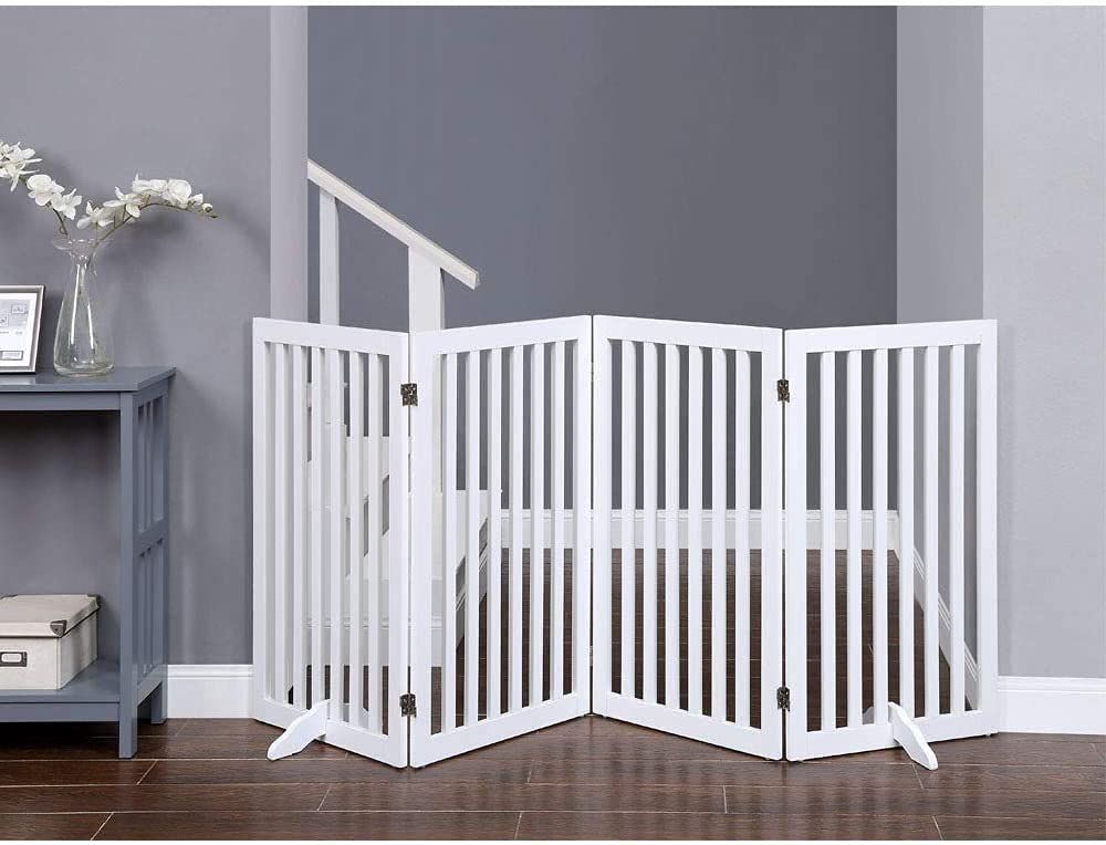 大人気 白い ハイタイプペットゲート置くだけ木製バリア 犬用フェンス unipaws