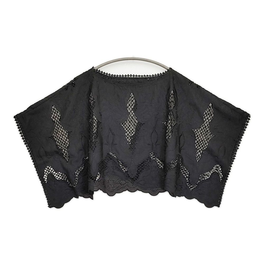 Diagram GRACE CONTINENTAL 刺繍ポンチョトップ 定価31900円 25SS ブラック レディース ダイアグラム グレースコンチネンタル 5-0916M♪