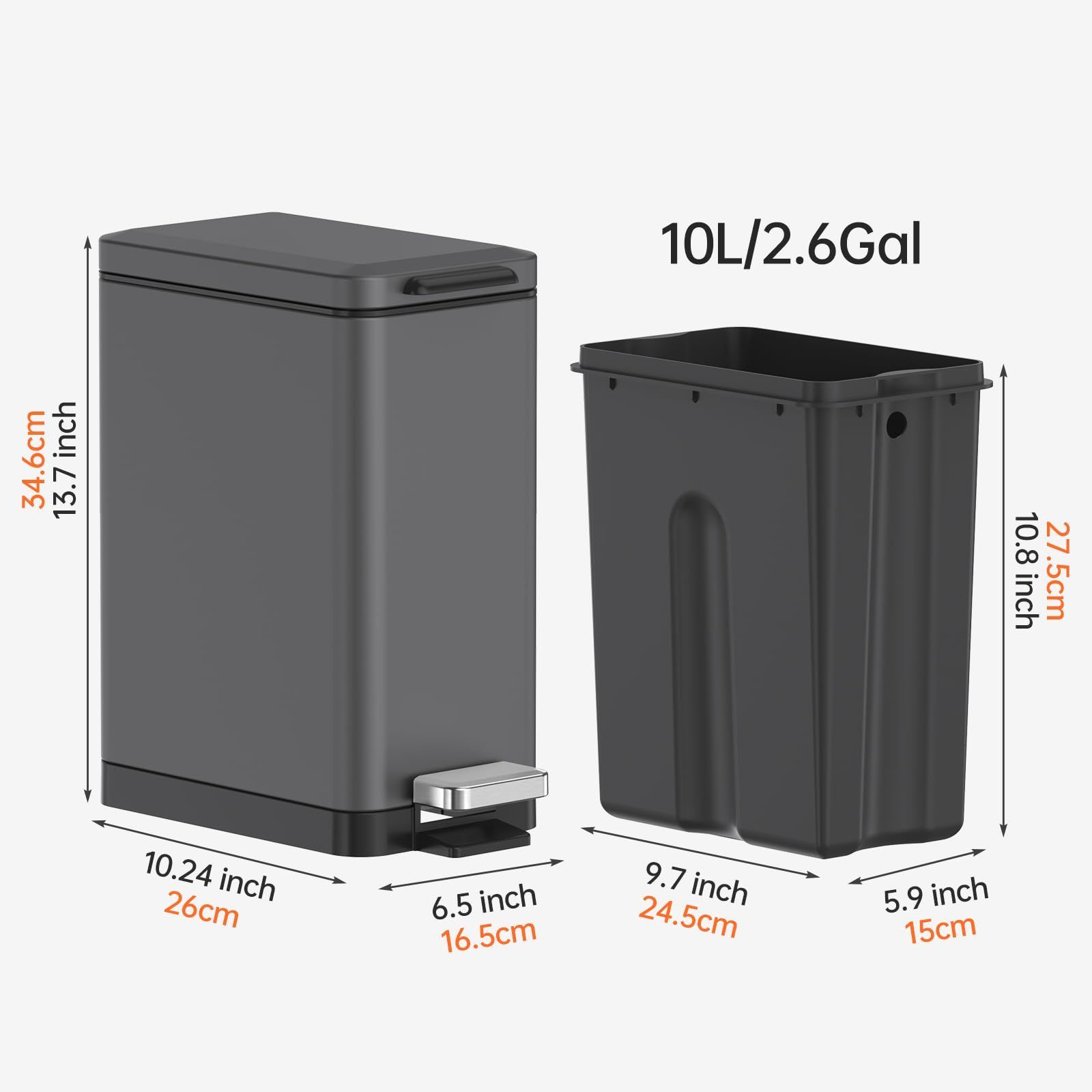 ゴミ箱 おしゃれ スリム 10L_グレイ 匿名配送 40リットル Mbillion