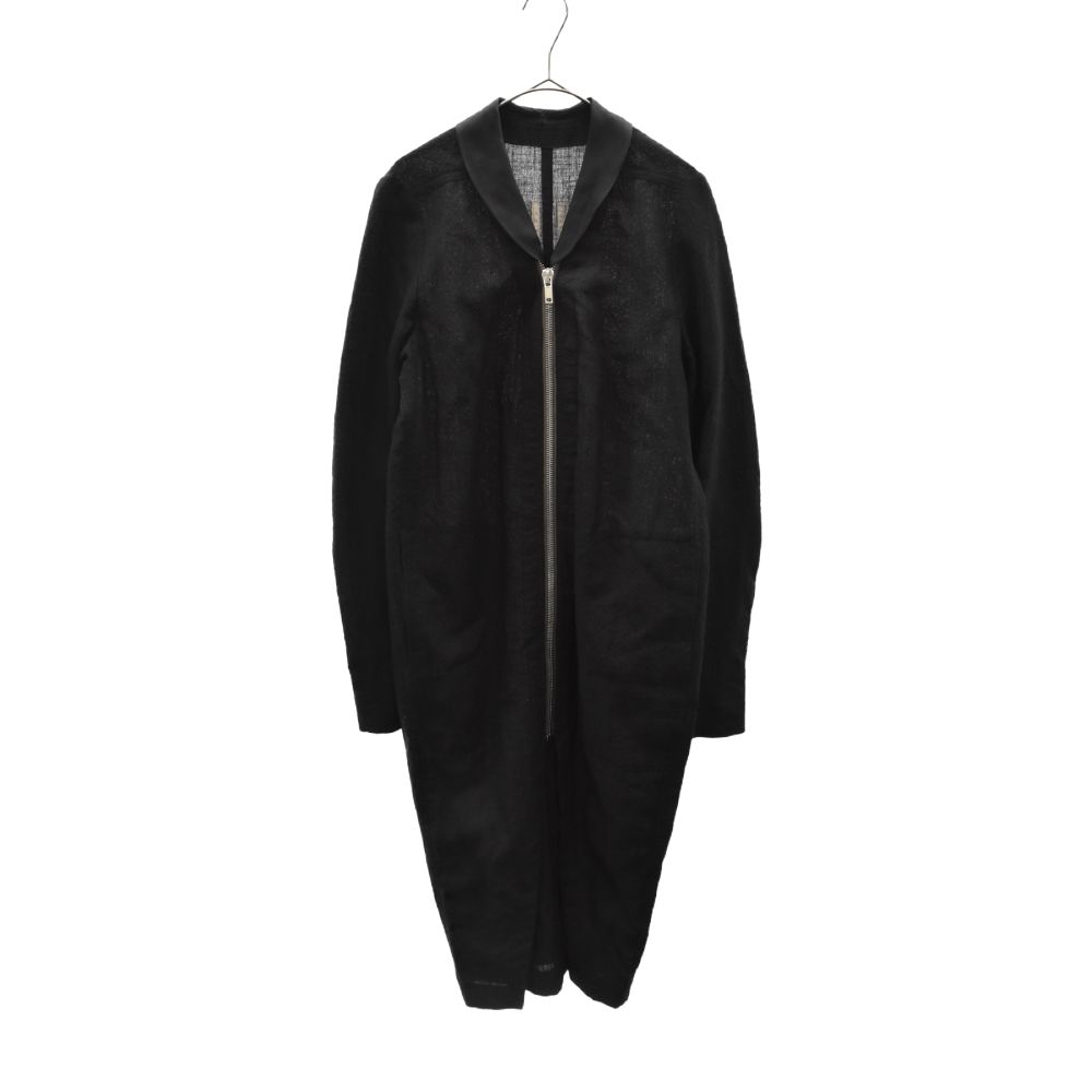 Rick Owens (リックオウエンス) 22SS FOGACHINE KLAUS COAT クラウスコート  ジップアップリネン×ウールロングジャケット レディース ブラック RP01B4945-SK