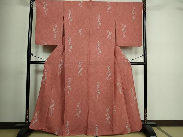 平和屋着物＊夏物 小紋 絽 舞花文 鹿の子 正絹 逸品 DAAV1606op