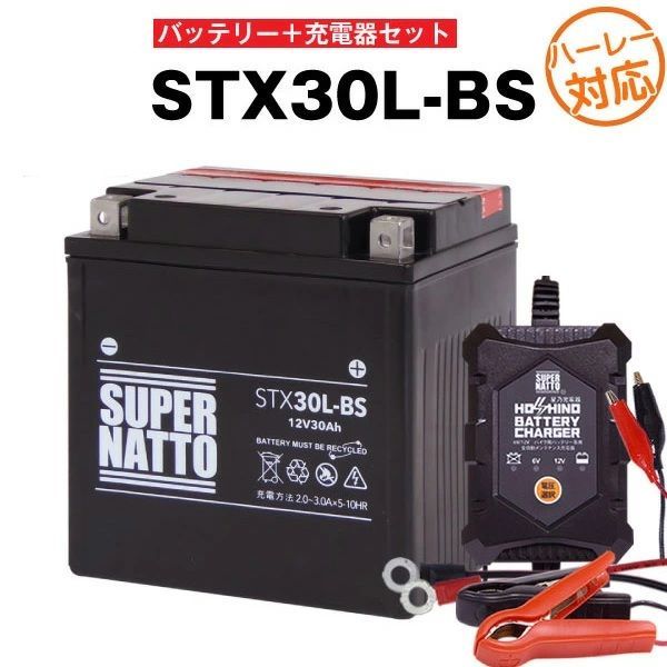 バッテリー＋充電器セット STX30L-BS 星乃充電器 スーパーナット