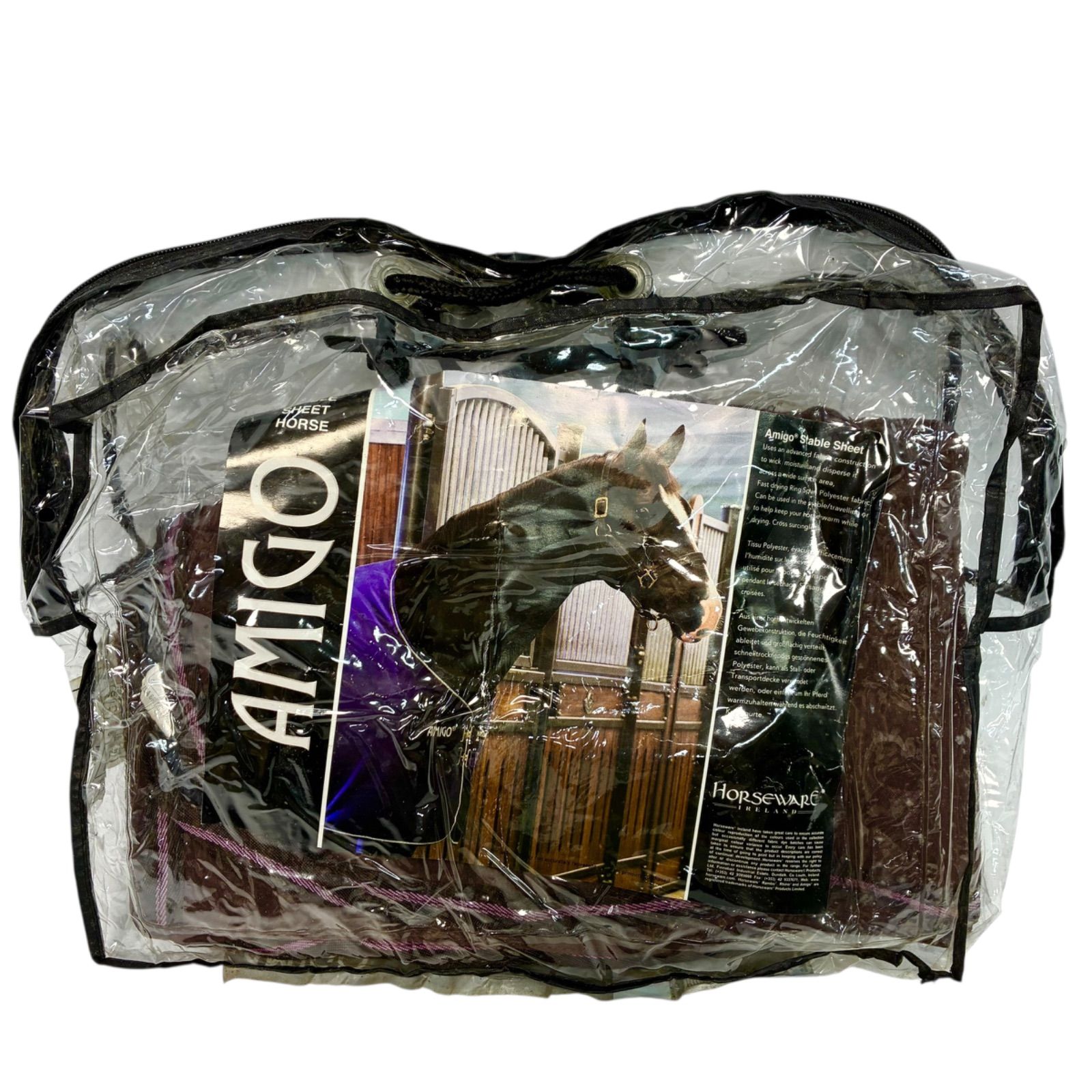 horseware Ireland Amigo Stable Sheet Chocolate|Fuchsia アイルランド 馬着 現状品 アミーゴフライシート