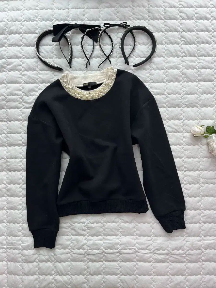 マージュ ニット スウェット プルオーバー トップス パール ブラック
