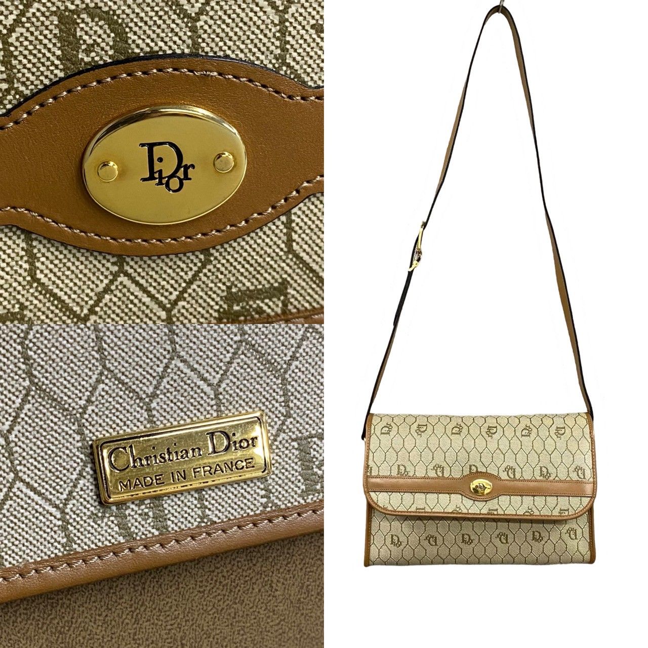 極 美品 Christian Dior クリスチャンディオール ハニカム 柄 ロゴ