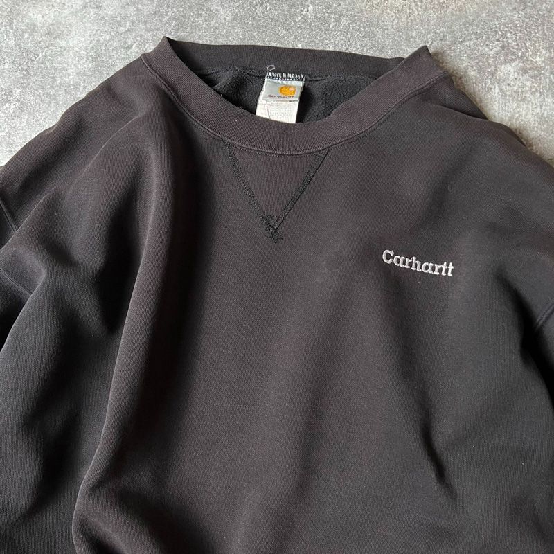 雰囲気系 90s Carhartt ロゴ刺繍 前V スウェット トレーナー XL / 90