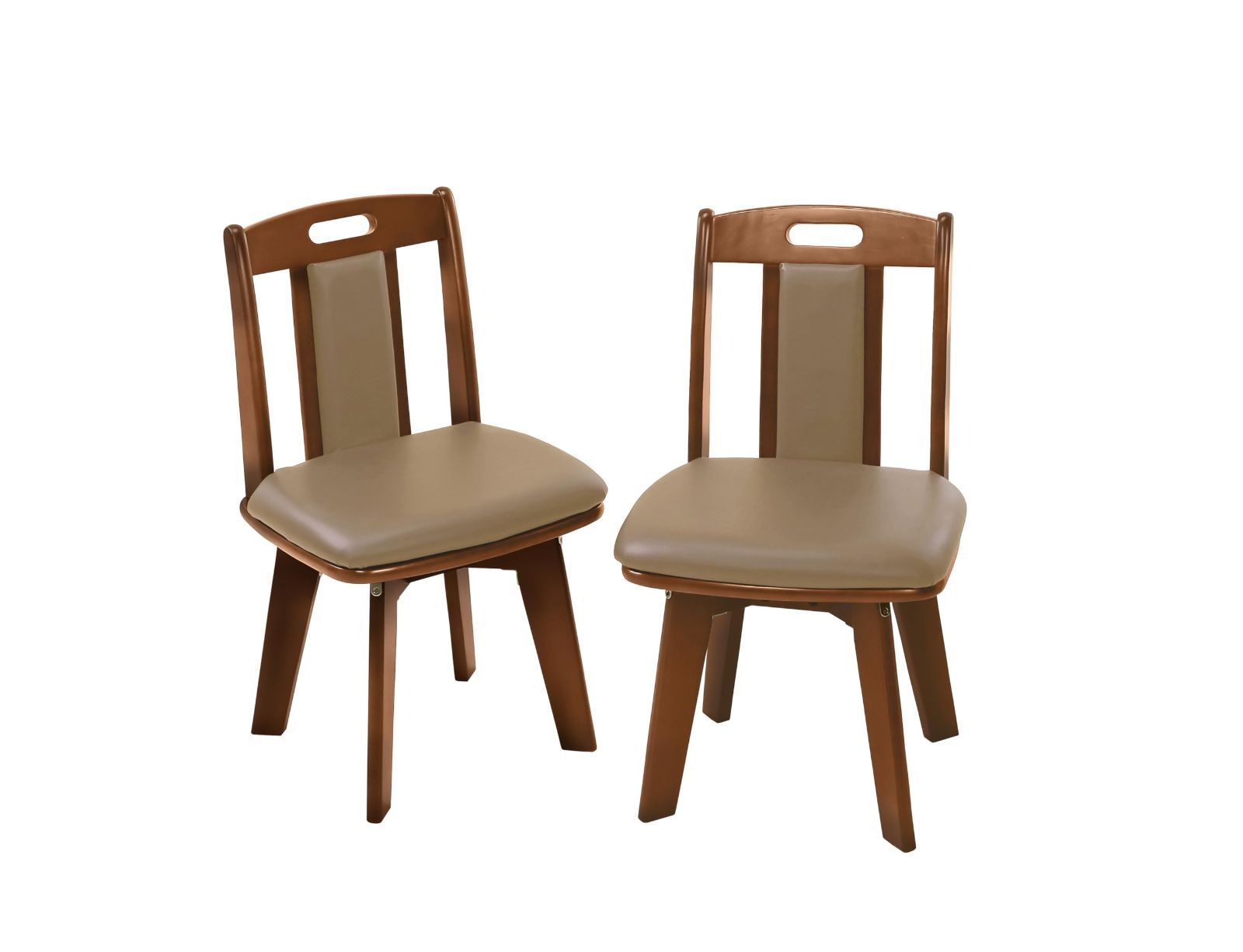 【特価商品】クッション付き 幅44×奥行47.5×高さ78.5cm/座面高42cm 簡単組立 2脚組 ブラウン 天然木ダイニング回転チェア ナチュラル ビータ(Vita)
