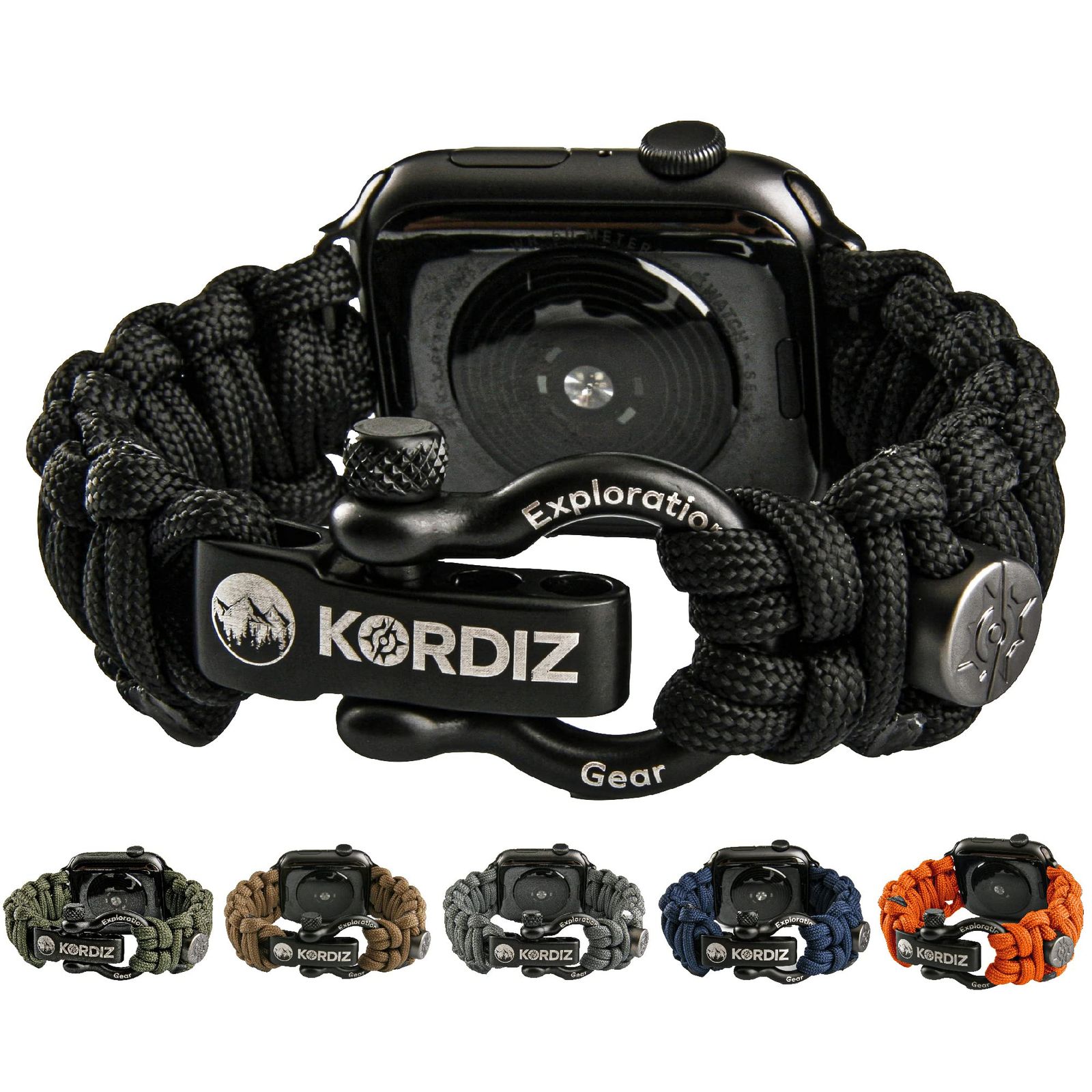 KORDIZ Survivor - パラコードApple Watchバンド Apple Watch Series 8/7/6/5/4/3/2/1/SE u0026 Ultraに対応 - 42mm 44mm 45mm  [ブラック] [L for 42/44/45mm]