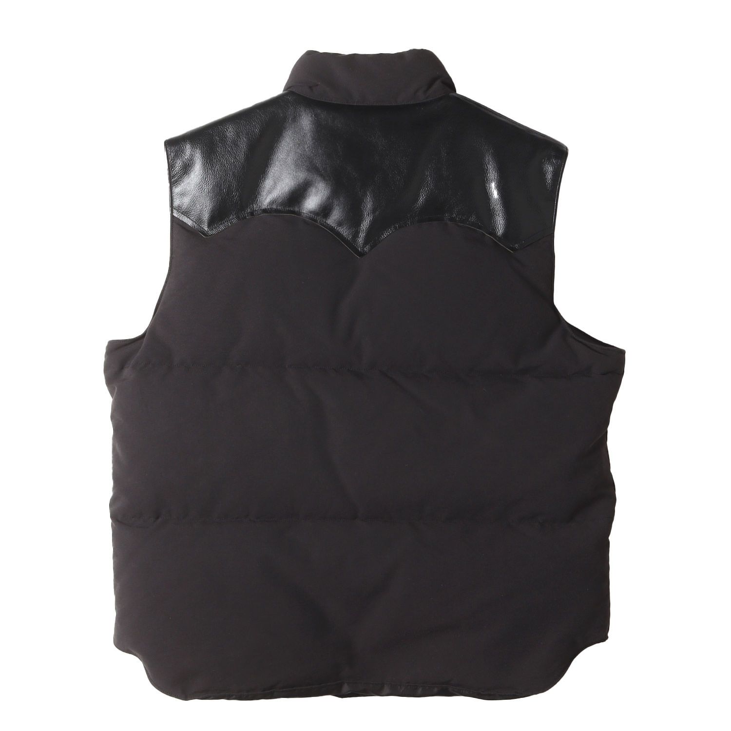SUGAR CANE シュガーケーン レザーヨーク ダウンベスト ブラック SUGAR CANE シュガーケーン ベスト ブラック 黒 サイズ:L | レザー