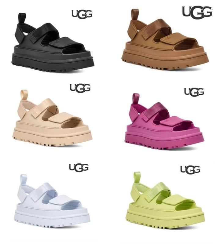 【売り尽くしセール】UGG / アグ : 【レディース】W GOLDENGLOW / 全6色 : ゴールデングロウ サンダル 厚底サンダル アグサンダル ボリュームソール 面ファスナー 調整可能 ストラップ 厚底 軽量 カジュアル レディース