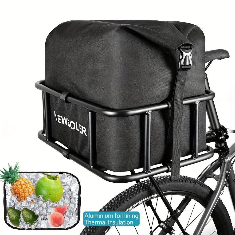 NEWBOLER リアラック 自転車バスケット カーゴネットとライナー付き 大型自転車バスケット 電動自転車に最適なマウント