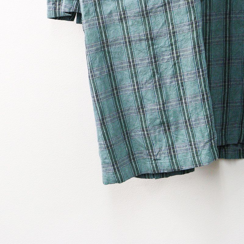 美品 ヴラスブラム Vlas Blomme Pale blue check アトリエコート F  