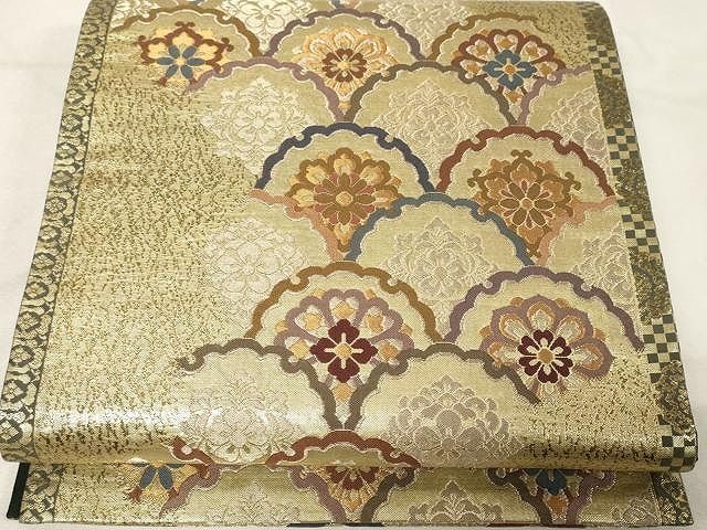 平和屋着物○六通柄袋帯 唐織 青海波 金糸 正絹 逸品 CAAX0533yk