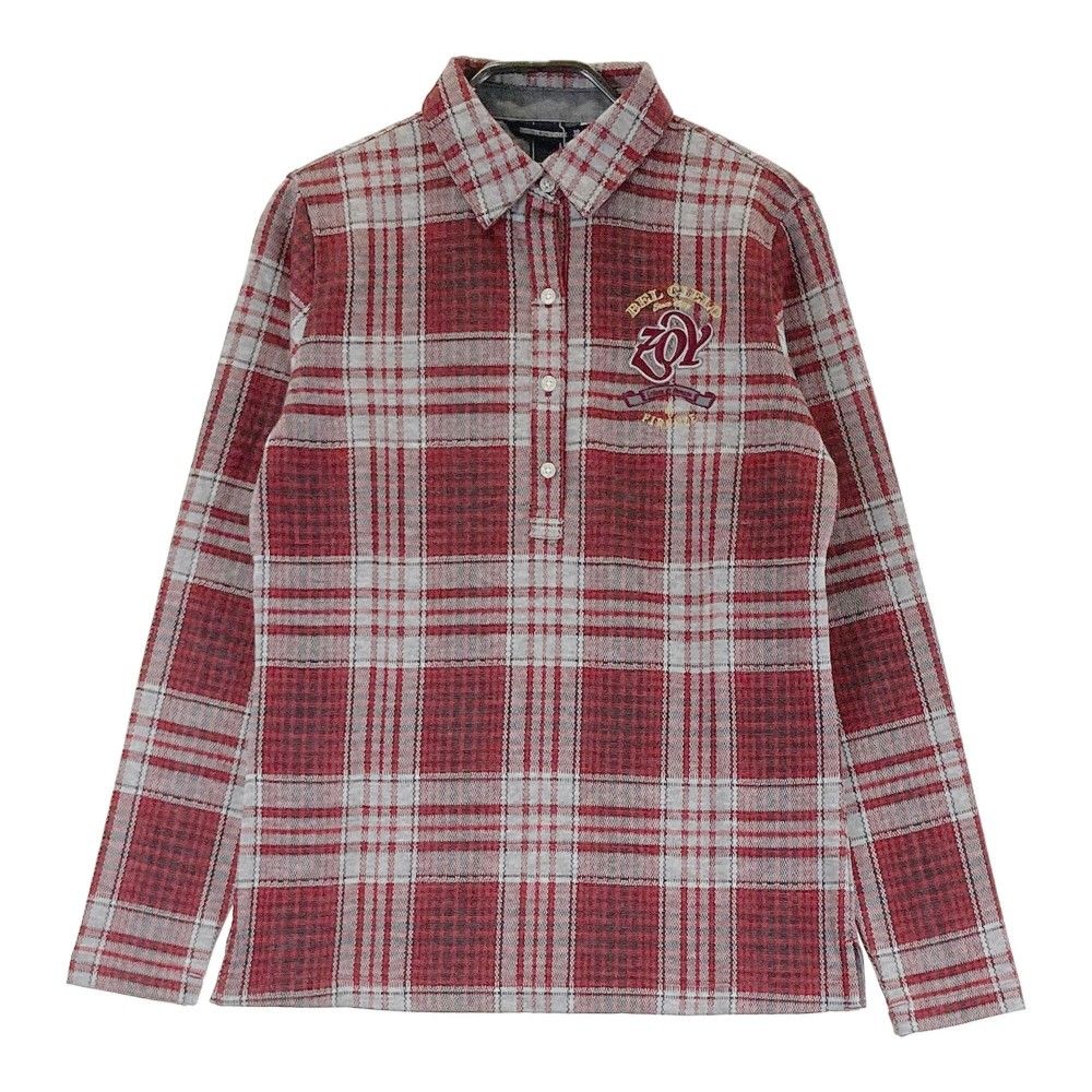 サイズ：38 ZOY ゾーイ 071694031 長袖ポロシャツ チェック レッド系 [240101416512] ゴルフウェア レディース ストスト サイズ：38 ZOY ゾーイ 071694031 長袖ポロシャツ チェック