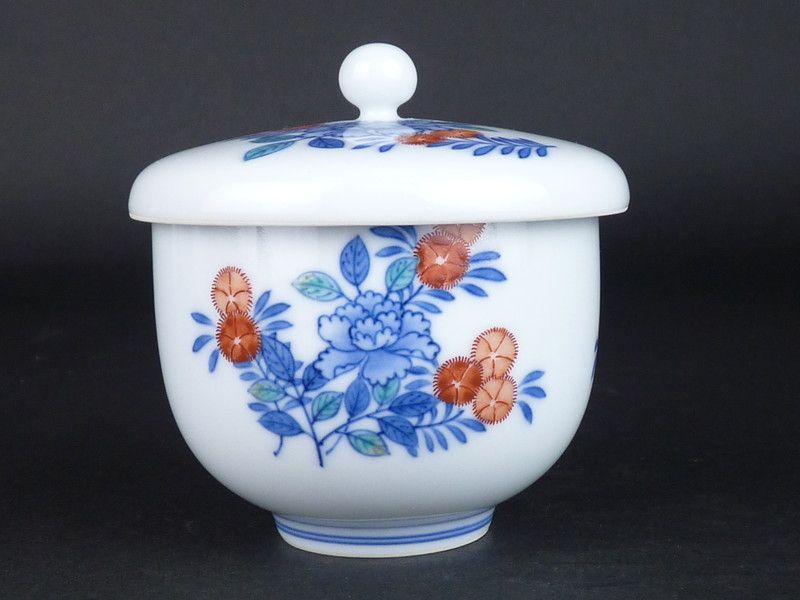 清宮】十四代 今泉今右衛門「錦石竹絵蓋付茶器」共箱