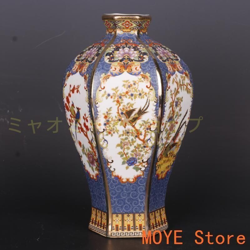 清乾隆蒔金琺瑯彩花鳥紋花瓶 景徳鎮 陶磁器 装飾品 現代工芸品 美術品 置物 清乾隆琺瑯彩蒔金花鳥花瓶 景徳鎮 陶磁器 装飾品 現代工芸品
