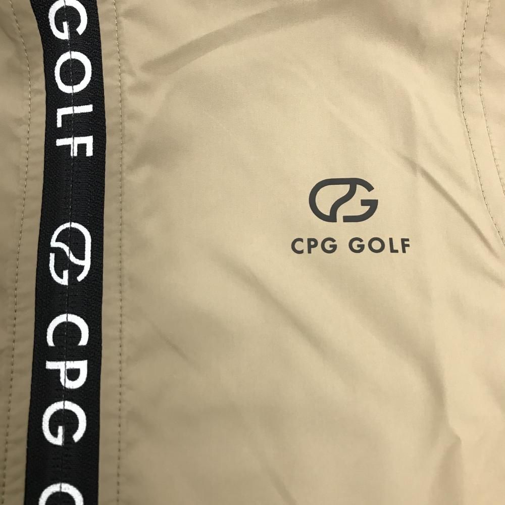 フード付きアウターベスト ベージュ×黒