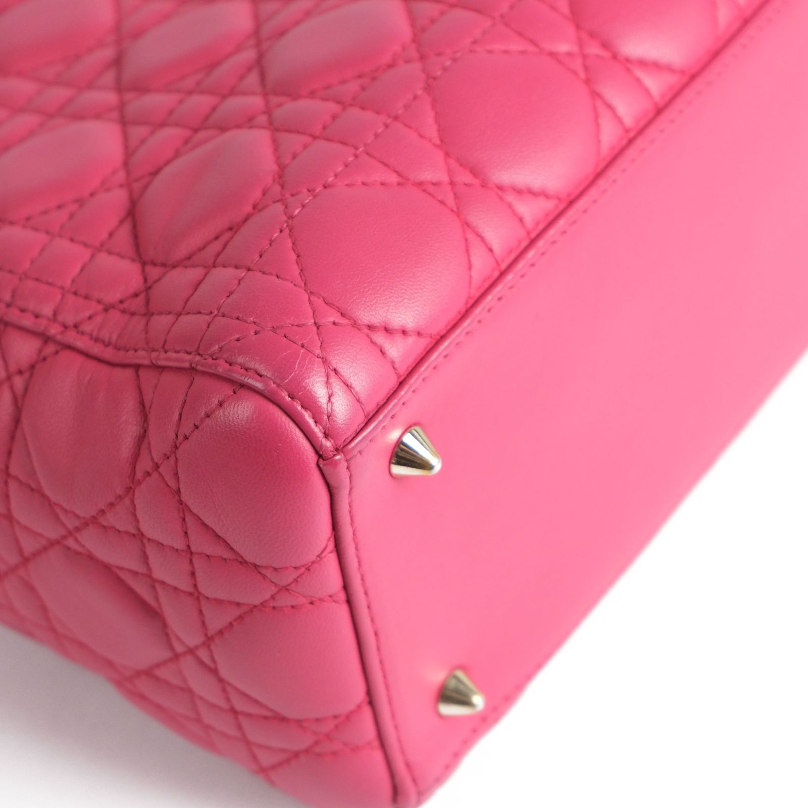 Christian Dior レディディオール カナージュ ハンドバッグ ピンク クリスチャンディオール レディディオール カナージュ レザー