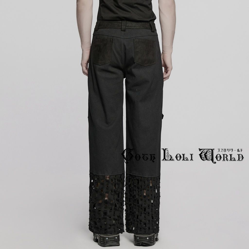 ゴスロリワールド WK-721XCM-BK パンクファッション ハードダメージ デニム ロングパンツ メンズ ファッション ゴシック パンク ロック ビジュアル系