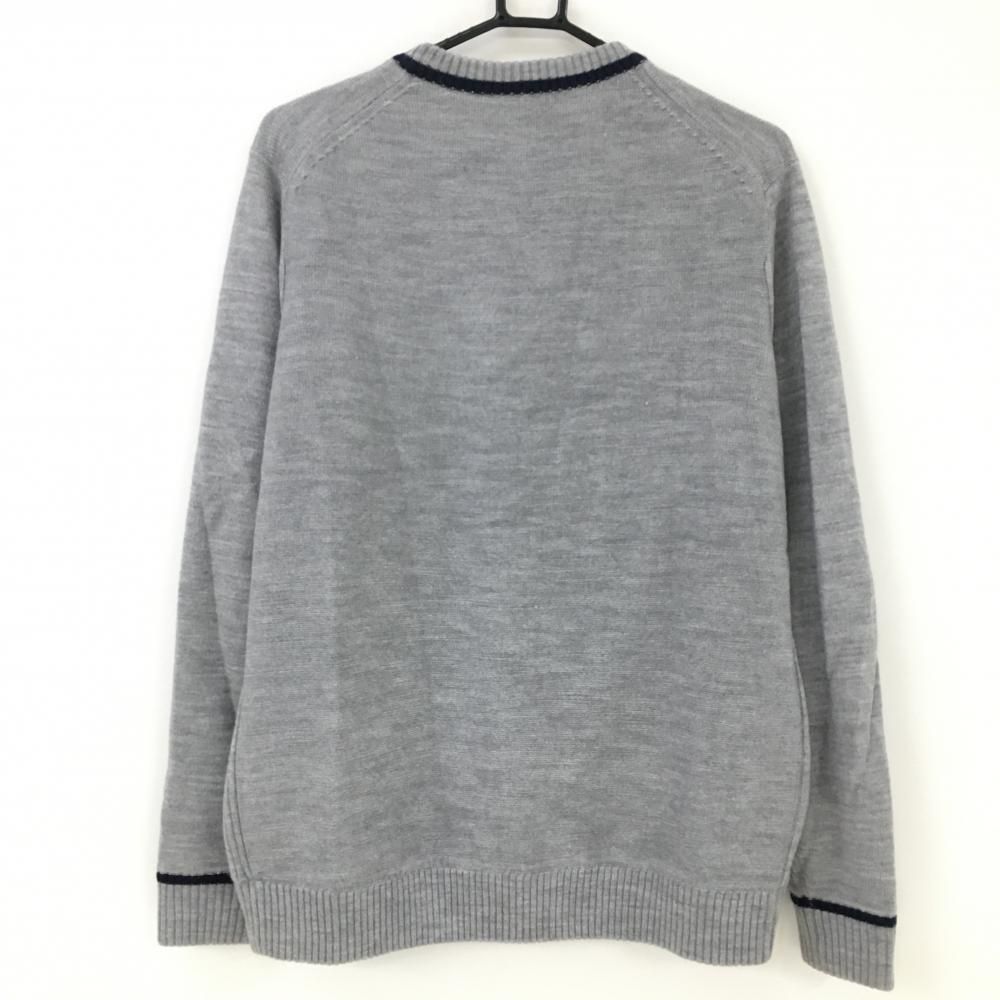 未使用級　ニューバランス グレー セーター　ニット　ゴルフ 超美品】ニューバランスゴルフ セーター グレー×ネイビー 胸元ロゴ