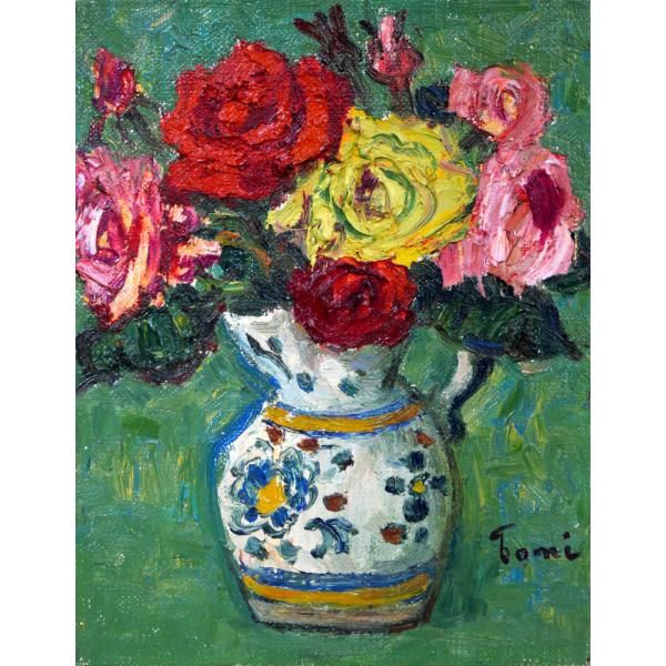 松本 富太郎「薔薇」油絵・F0号 近代美術協会代表 ル・サロン