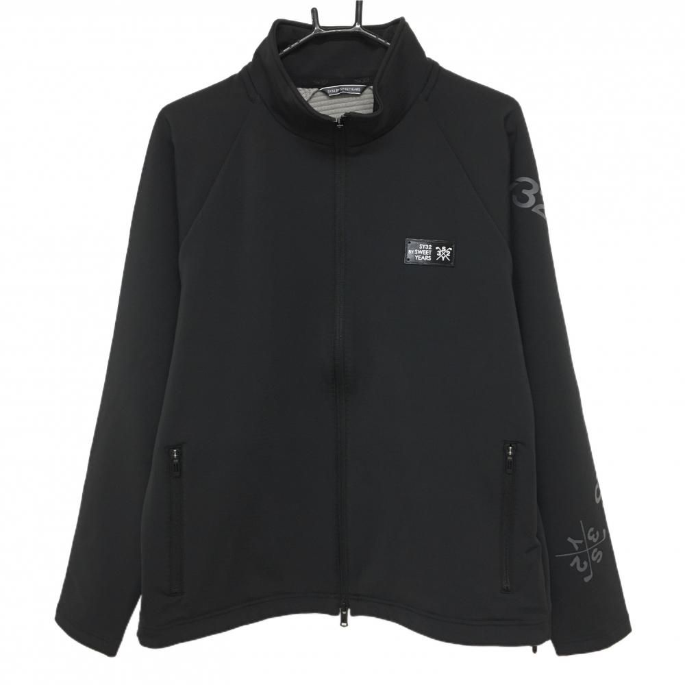 SY32 ジャケット 黒 袖ロゴワッペン 裏起毛 メンズ L ゴルフウェア 2025年モデル SY32 BY SWEET YEARSSY32
