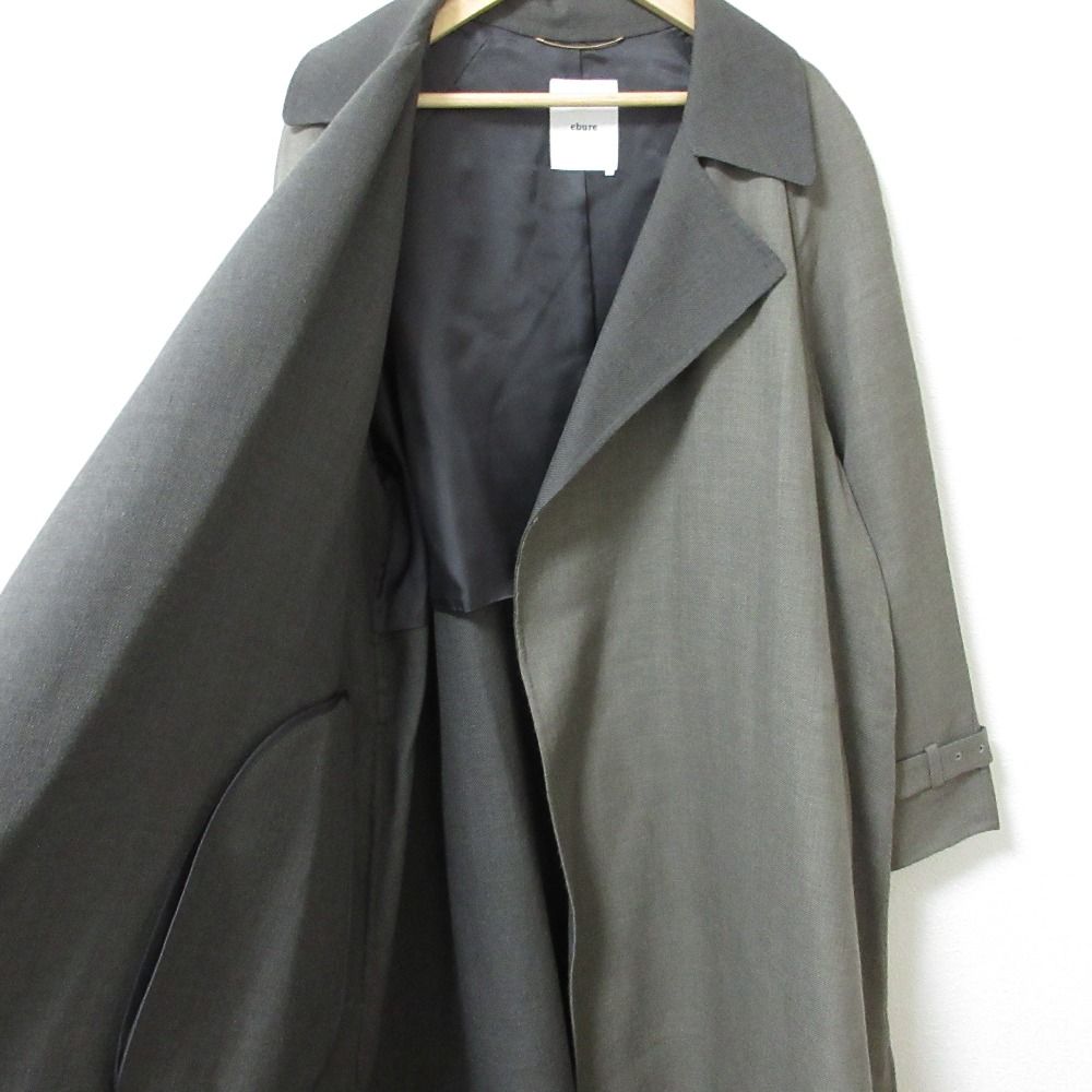 美品 ebure エブール バイカラー オープンフロント ベルテッド ダブル  